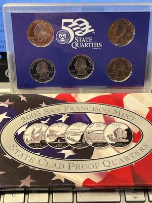 2005-S 5-COIN CLAD STATEHOOD QUARTER PROOF SET AS PICTURED. FREE DOMESTIC SHIPPING.