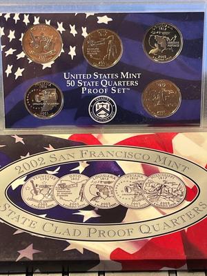 2002-S 5-COIN CLAD STATEHOOD QUARTER PROOF SET AS PICTURED. FREE DOMESTIC SHIPPING.