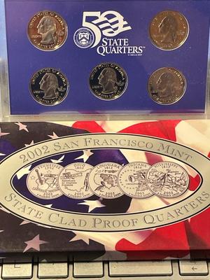 2002-S 5-COIN CLAD STATEHOOD QUARTER PROOF SET AS PICTURED. FREE DOMESTIC SHIPPING.