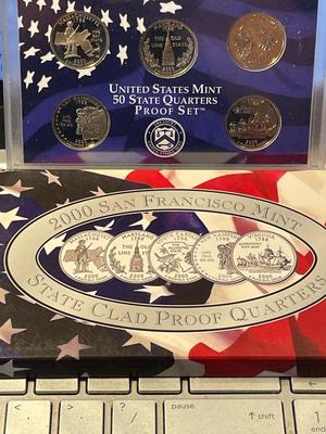 2000-S 5-COIN CLAD STATEHOOD QUARTER PROOF SET AS PICTURED. FREE DOMESTIC SHIPPING.