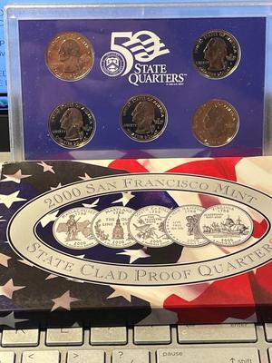 2000-S 5-COIN CLAD STATEHOOD QUARTER PROOF SET AS PICTURED. FREE DOMESTIC SHIPPING.