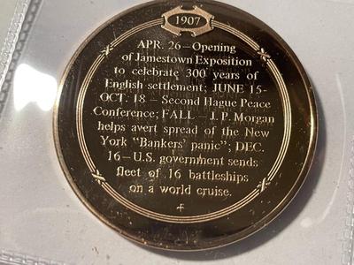 1907 TREASURY & JP MORGAN COOPERATE TO END PANIC FRANKLIN MINT PROOF BRONZE MEDAL (MEDAL #43). FREE DOMESTIC SHIPPING.