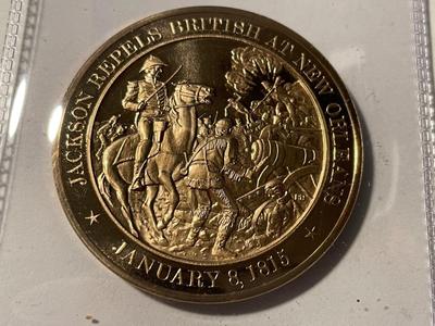 1815 JACKSON REPELS BRITISH AT NEW ORLEANS FRANKLIN MINT PROOF BRONZE MEDAL (MEDAL #40). FREE DOMESTIC SHIPPING.