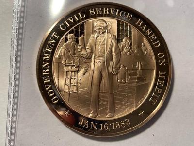 1883 RIGHTS OF BLACKS PROTECTEDGOVERNMENT CIVIL SERVICE BASED ON MERIT FRANKLIN MINT PROOF BRONZE MEDAL (MEDAL #37).