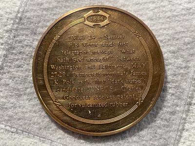 1844 MORSE PROVES TELEGRAPH TO CONGRESS FRANKLIN MINT PROOF BRONZE MEDAL (MEDAL #34). FREE DOMESTIC SHIPPING.