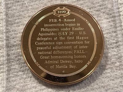 1899 GREAT HOMECOMING OF ADMIRAL DEWEY FRANKLIN MINT PROOF BRONZE MEDAL (MEDAL #33). FREE DOMESTIC SHIPPING.