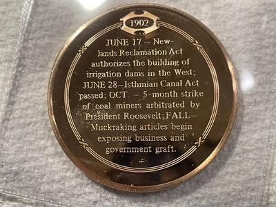 1902 IRRIGATION RECLAIMS ARID LAND FRANKLIN MINT PROOF BRONZE MEDAL (MEDAL #29). FREE DOMESTIC SHIPPING.