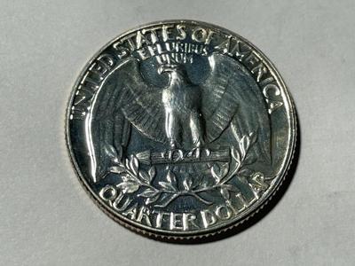 1955 PROOF CONDITION WASHINGTON SILVER QUARTER AS PICTURED. FREE DOMESTIC SHIPPING.