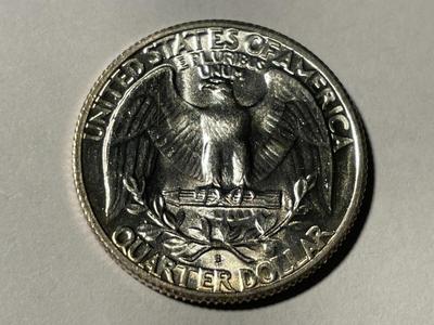 1941-S CHOICE BRILLIANT UNCIRCULATED CONDITION WASHINGTON SILVER QUARTER AS PICTURED. FREE DOMESTIC SHIPPING.