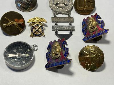 Vintage Preowned WW-II Sterling Silver Rifle Pin & Miscellaneous Lot as Pictured. FREE DOMESTIC SHIPPING.