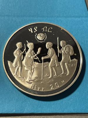 Ethiopia 1972 (1980) International Year of the Child 20 Birr Proof Silver Coin as Pictured. FREE DOMESTIC SHIPPING.