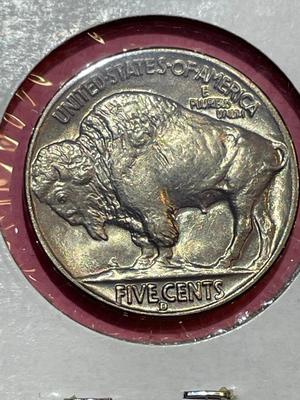 1938-D CHOICE BU CONDITION BUFFALO NICKEL FROM AN ORIGINAL ROLL (COIN-3).