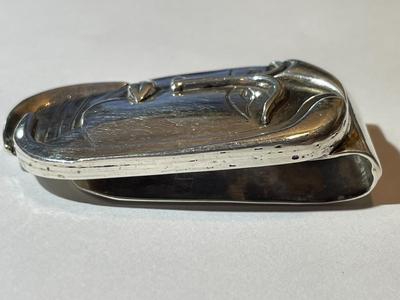 Vintage Designer Picasso Style Double Face Solid Sterling Silver Money Clip in Good Preowned Condition.