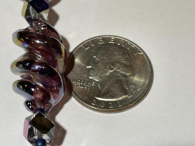 Vintage 18-20" Adjustable Aurora Borealis Style Fancy Bead Fashion Necklace in VG Preowned Condition as Pic'd.