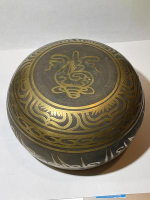 Vintage/Antique Solid Brass 1/4" Thick Tibetan Singing Musical Bowl Instrument Used for Meditation 5.5" in Diameter as Pic'd.