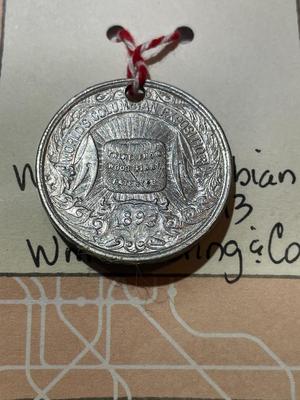 1893 Columbian Exposition Souvenir Medal Token Wm Deering & Co Chicago Aluminum 1 1/8" Diameter Holed for Pendant
