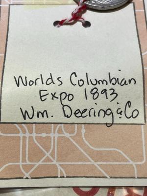 1893 Columbian Exposition Souvenir Medal Token Wm Deering & Co Chicago Aluminum 1 1/8" Diameter Holed for Pendant