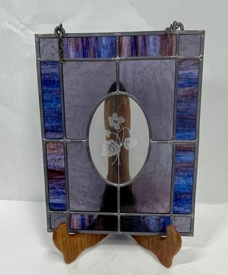 Stained Glass Art Window Wall Hanging 14 3/4” X 11 1/2”