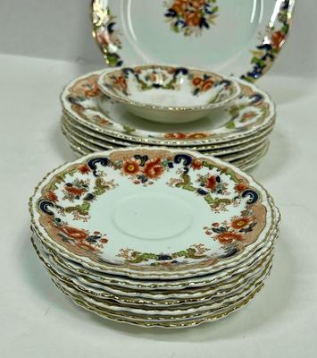 Lot of 15 Antique John Maddock and Son Royal Vitreous, English Transferware BOMBAY PATTERN 1875