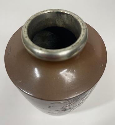 Vintage 19th Century Japanese Meiji Bronze Mixed Metal Vase Signed Birds Flowers Grapes 8.5"