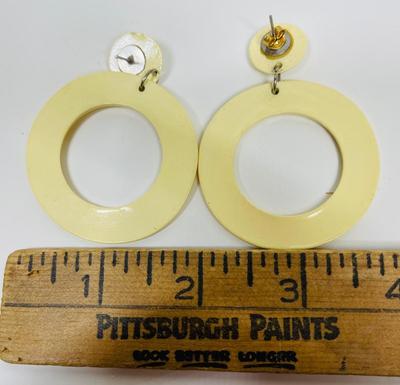 Vintage Jewelry Lot of Pierced ear earrings 5 pairs - hoop dangler - bold colors