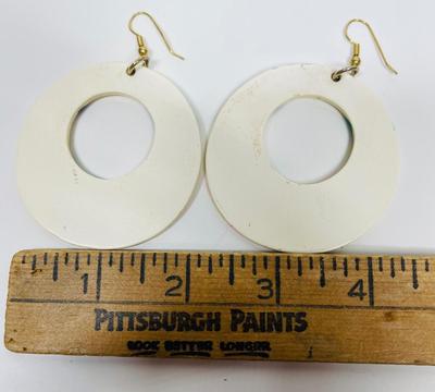 Vintage Jewelry Lot of Pierced ear earrings 5 pairs - hoop dangler - bold colors
