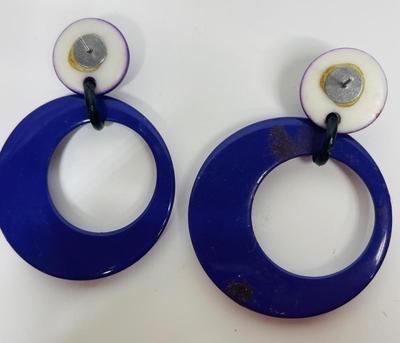 Vintage Jewelry Lot of Pierced ear earrings 5 pairs - hoop dangler - bold colors