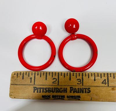 Vintage Jewelry Lot of Pierced ear earrings 5 pairs - hoop dangler - bold colors