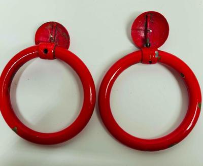Vintage Jewelry Lot of Pierced ear earrings 5 pairs - hoop dangler - bold colors