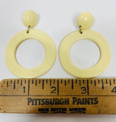 Vintage Jewelry Lot of Pierced ear earrings 5 pairs - hoop dangler - bold colors