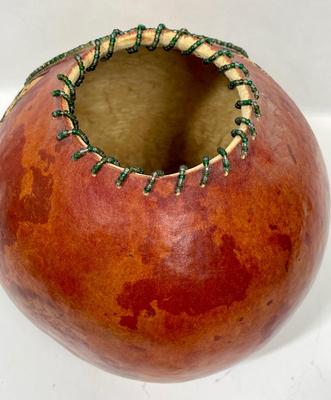 Hand Crafted Hummingbird Art Decorated Gourd by Bobbie
