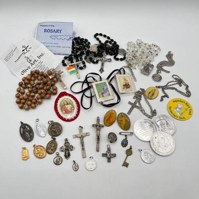 LOT 161J: Collection of Religious Items - Rosaries and More