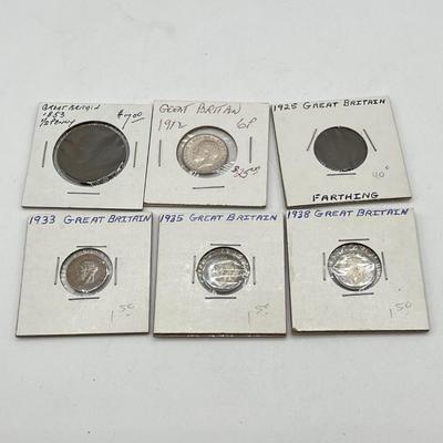 LOT 164J: Antique and Vintage British Coins - 1853 Half Penny, 1912 Sixpence and More