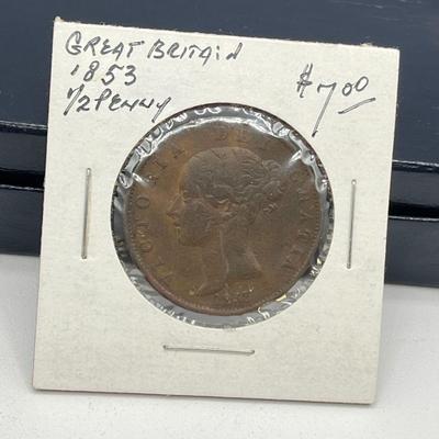 LOT 164J: Antique and Vintage British Coins - 1853 Half Penny, 1912 Sixpence and More