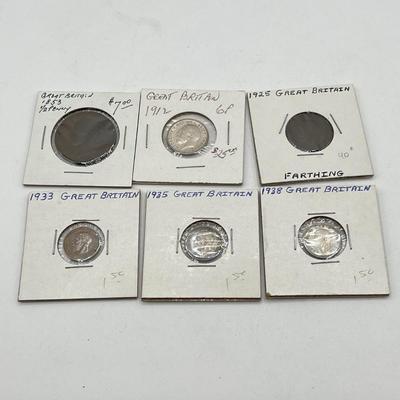 LOT 164J: Antique and Vintage British Coins - 1853 Half Penny, 1912 Sixpence and More