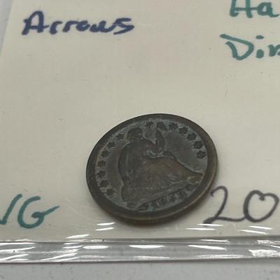 LOT 165J: 1853 Seated Liberty with Arrows Silver Dime U.S. Coin