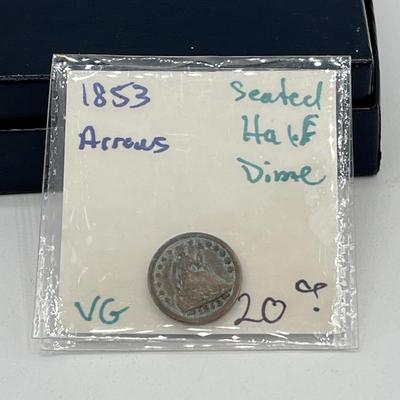 LOT 165J: 1853 Seated Liberty with Arrows Silver Dime U.S. Coin