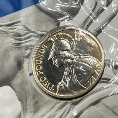LOT 168J: British Coin Collection - 2015 Brilliant Uncirculated 2-Pound Britannia Coin and More
