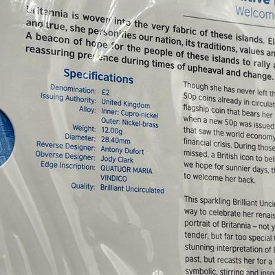 LOT 168J: British Coin Collection - 2015 Brilliant Uncirculated 2-Pound Britannia Coin and More