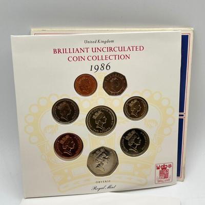 LOT 169J: Five United Kingdom Brilliant Uncirculated Coin Sets - 1984, 1986, 1989-'91