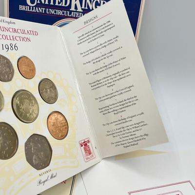 LOT 169J: Five United Kingdom Brilliant Uncirculated Coin Sets - 1984, 1986, 1989-'91
