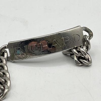 LOT 171J: Sterling Silver Lot - Elco 8" ID Bracelet - 51.3 grams, and 24" Necklace - 5.2 grams