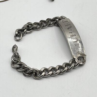 LOT 171J: Sterling Silver Lot - Elco 8" ID Bracelet - 51.3 grams, and 24" Necklace - 5.2 grams