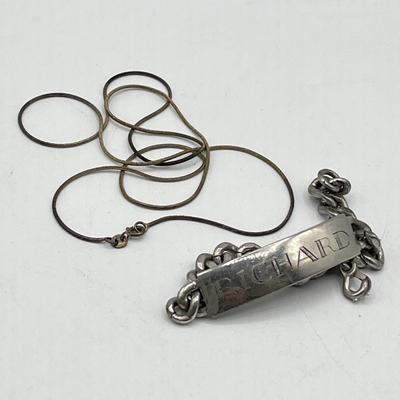 LOT 171J: Sterling Silver Lot - Elco 8" ID Bracelet - 51.3 grams, and 24" Necklace - 5.2 grams