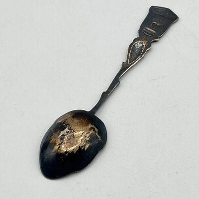 LOT 172J: Silver Lot - Fisher Sterling Candle Holder - 28 grams, and Judaica Souvenir Leaf Spoon - .835 Silver - 13.6 grams