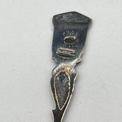 LOT 172J: Silver Lot - Fisher Sterling Candle Holder - 28 grams, and Judaica Souvenir Leaf Spoon - .835 Silver - 13.6 grams