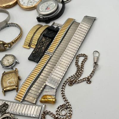 LOT 175J: Big Watch / Watch Part Lot for Parts or Repair - LeJour 17-Jewel Diving Watch, Waltham Pocket Watches and More