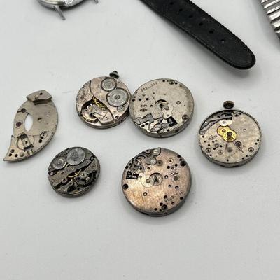 LOT 175J: Big Watch / Watch Part Lot for Parts or Repair - LeJour 17-Jewel Diving Watch, Waltham Pocket Watches and More