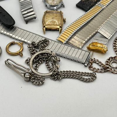 LOT 175J: Big Watch / Watch Part Lot for Parts or Repair - LeJour 17-Jewel Diving Watch, Waltham Pocket Watches and More