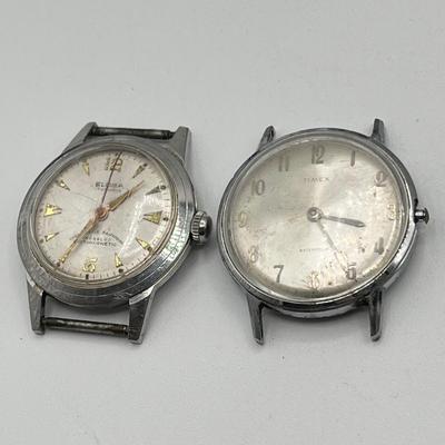 LOT 175J: Big Watch / Watch Part Lot for Parts or Repair - LeJour 17-Jewel Diving Watch, Waltham Pocket Watches and More